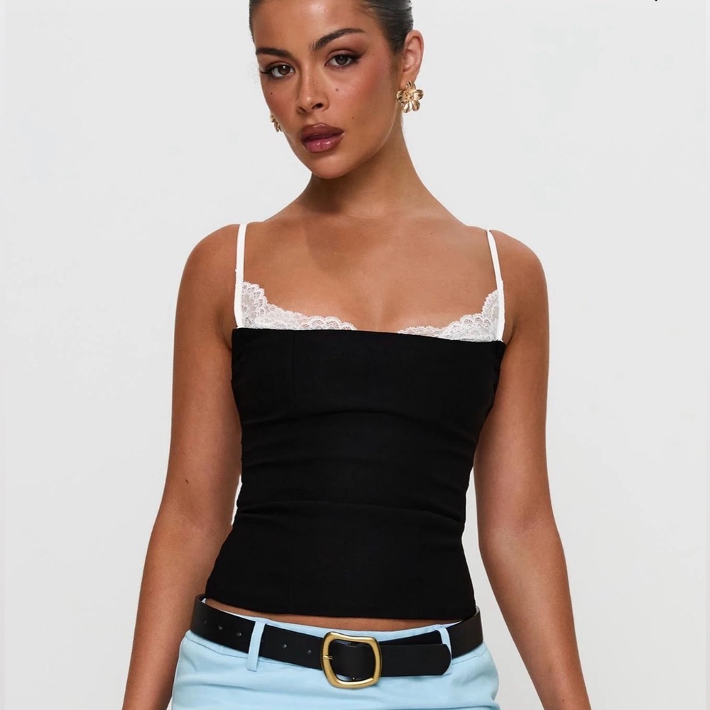 Princess Polly Renaissance Corset Lace Top Black / White NWT Size 2